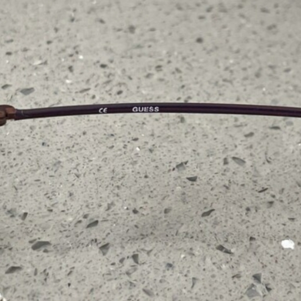 GUESS Men's Rimless Eyeglasses — Brown Temples, Gold Bridge - Picture 5 of 5